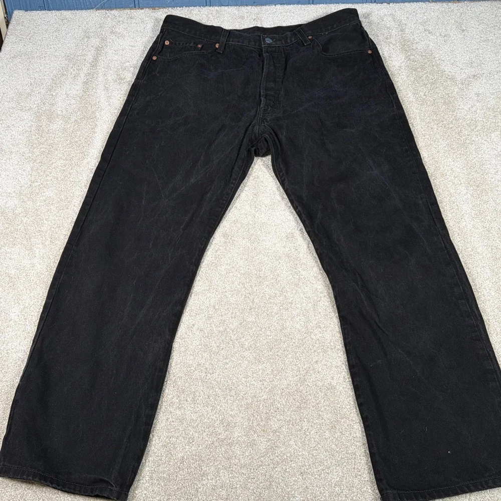 Levis 501 Button Fly Black Jeans Mens‎ 40 X 30 (FITS 37 X 29) Cotton Denim